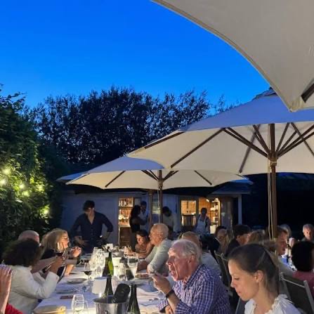 Dinner on the terrace at dusk